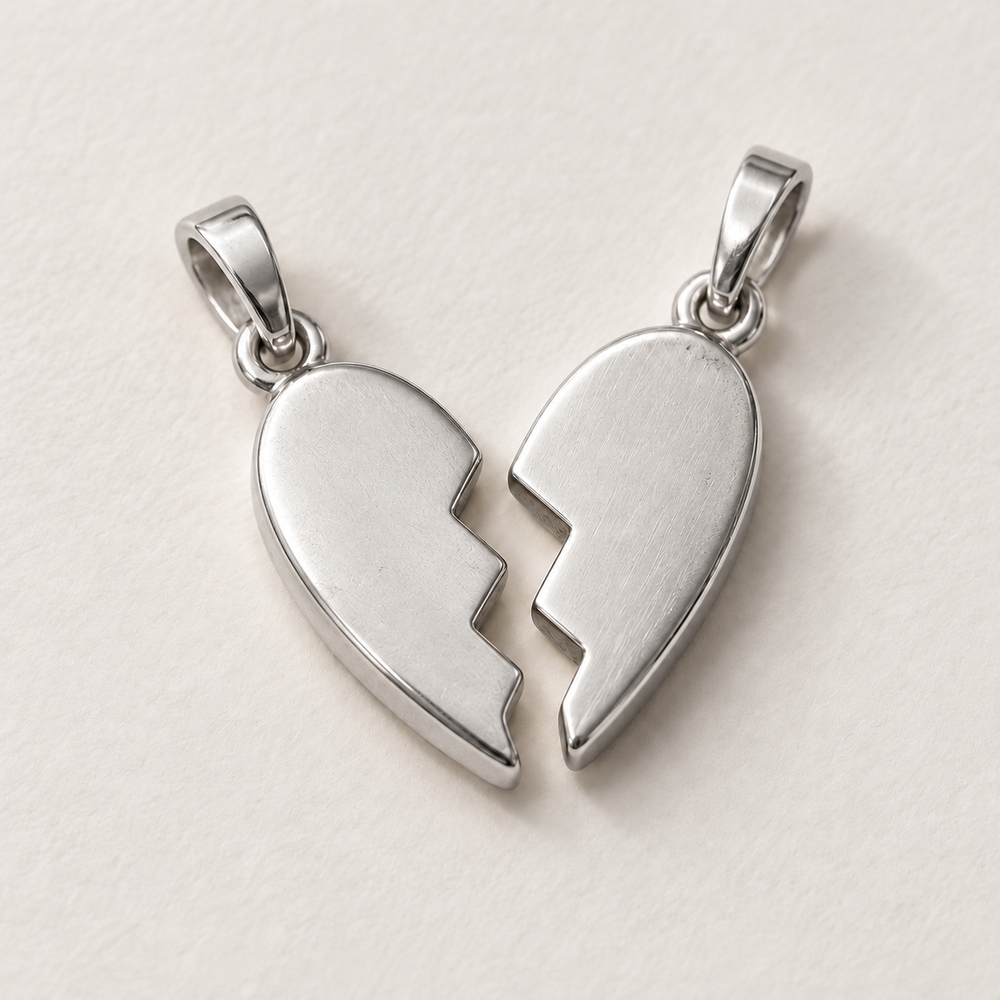 Two Halves Heart Charm Pair — alternate finish
