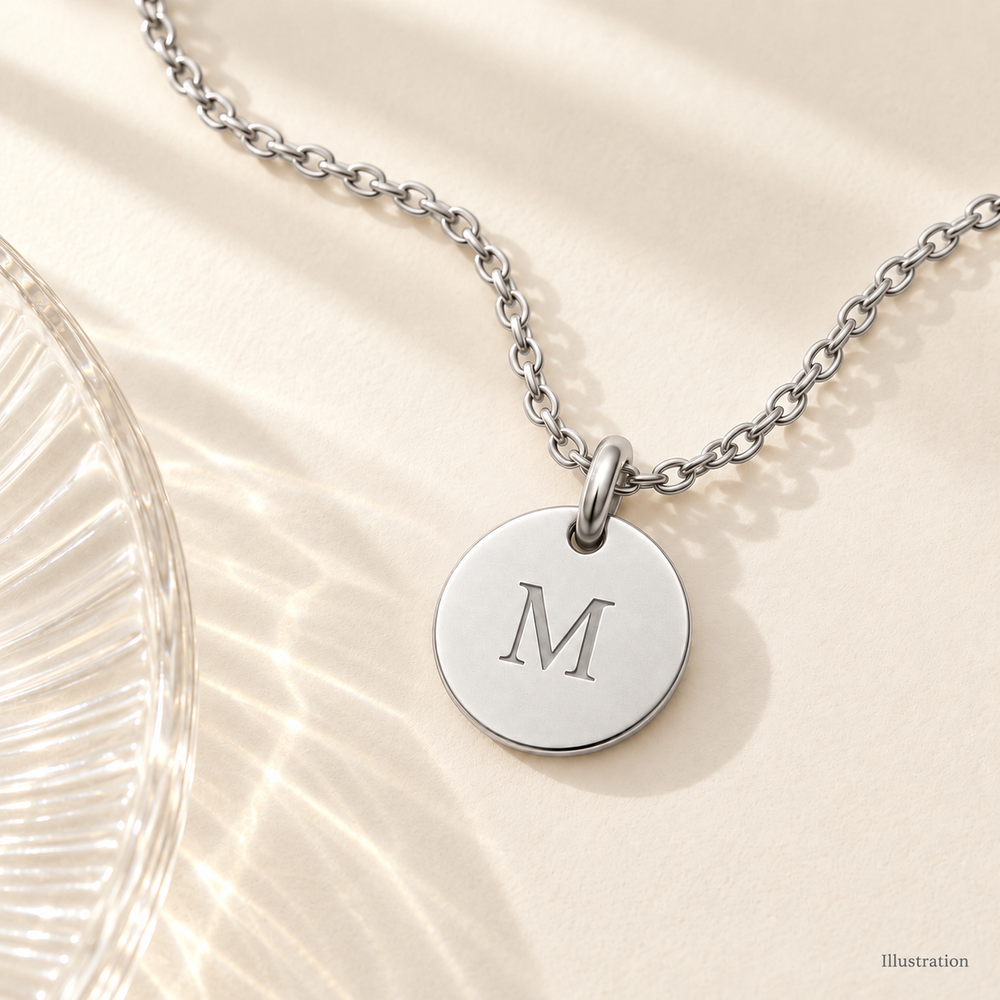 Initial Disc Necklace — alternate finish