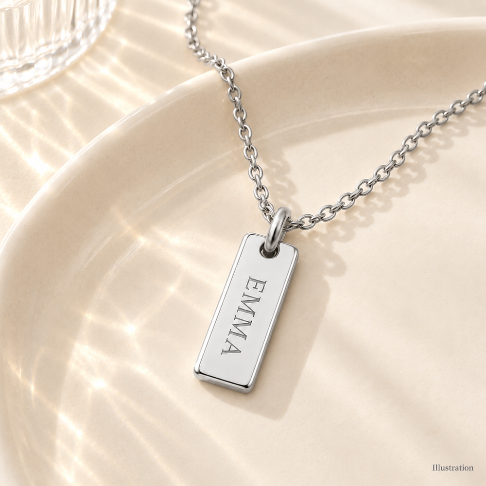 Mini Engraved Tag Necklace — alternate finish