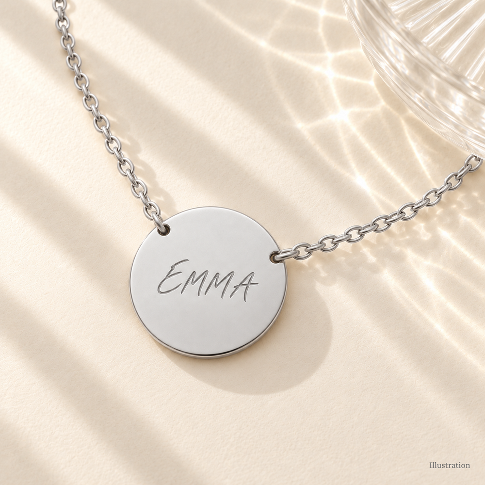 Personal Message Disc Necklace — alternate finish