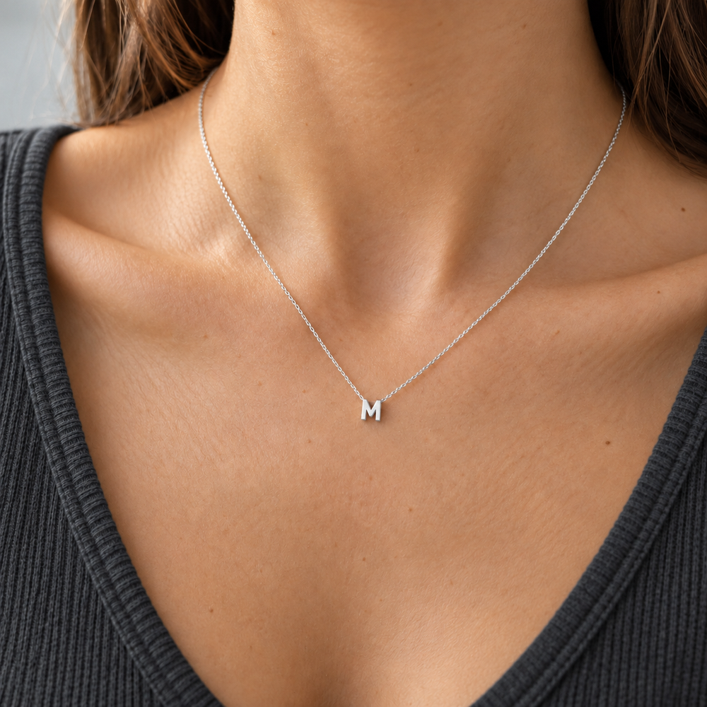 Tiny Initial Necklace — alternate finish
