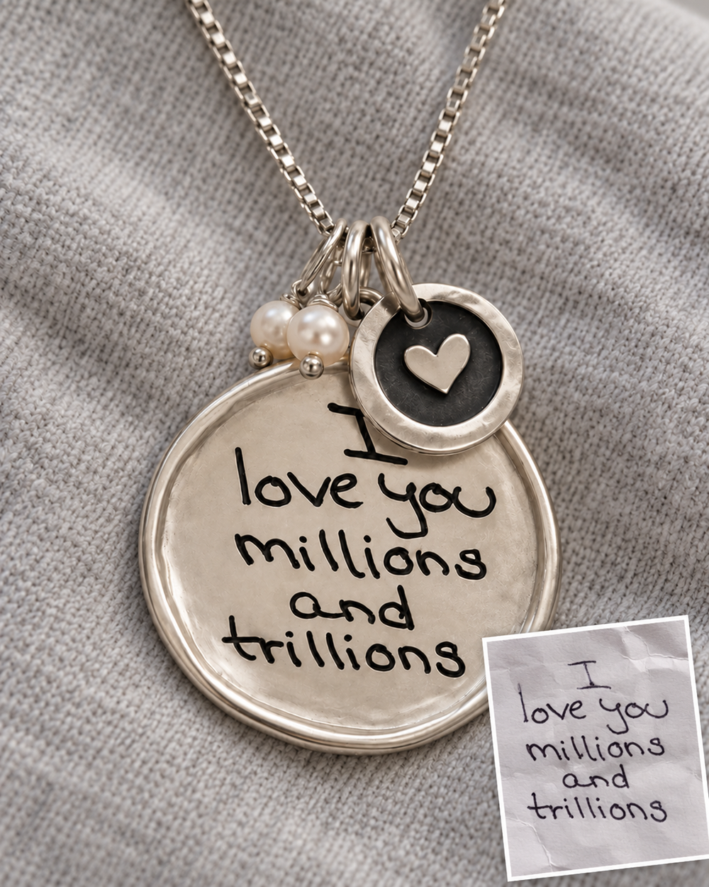 Raised Edge Handwriting Necklace — alternate finish