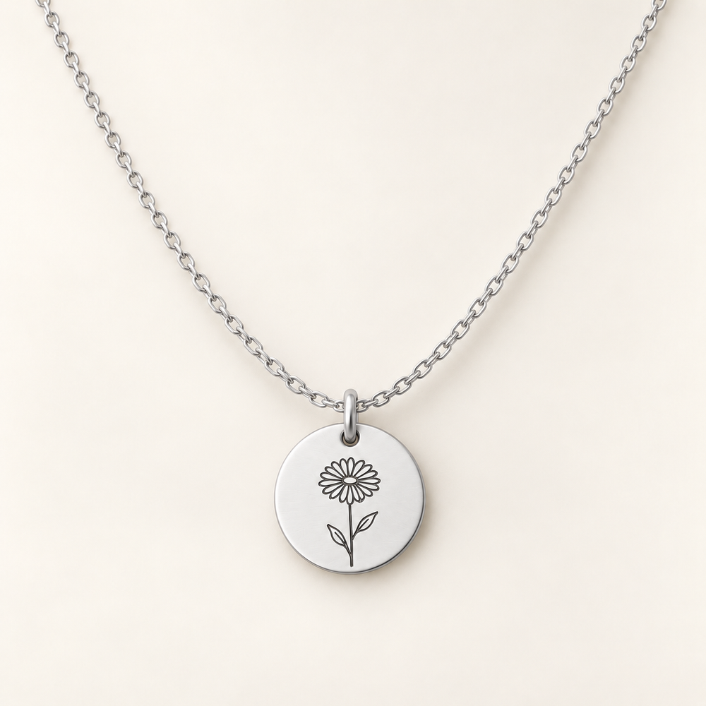 Birth Flower Disc Stacker Necklace — alternate finish