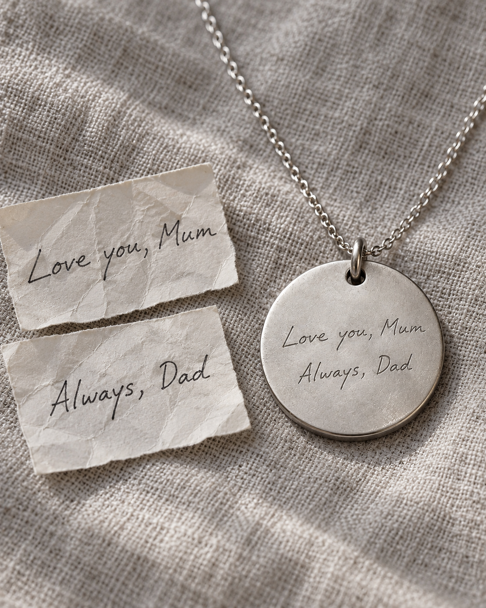 Double Handwriting Round Necklace — alternate finish