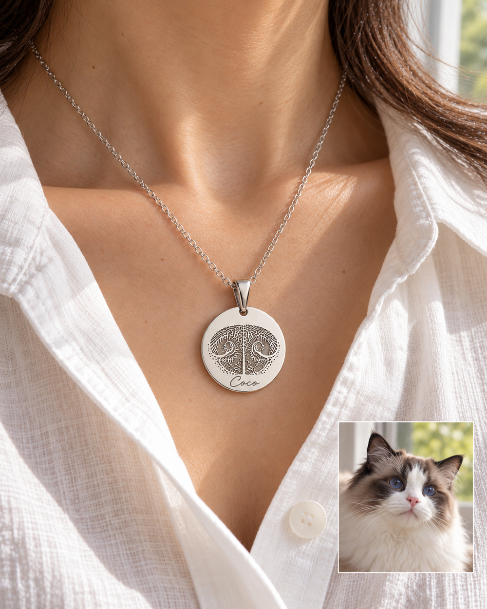 Pet Nose Print Keepsake Necklace — alternate finish