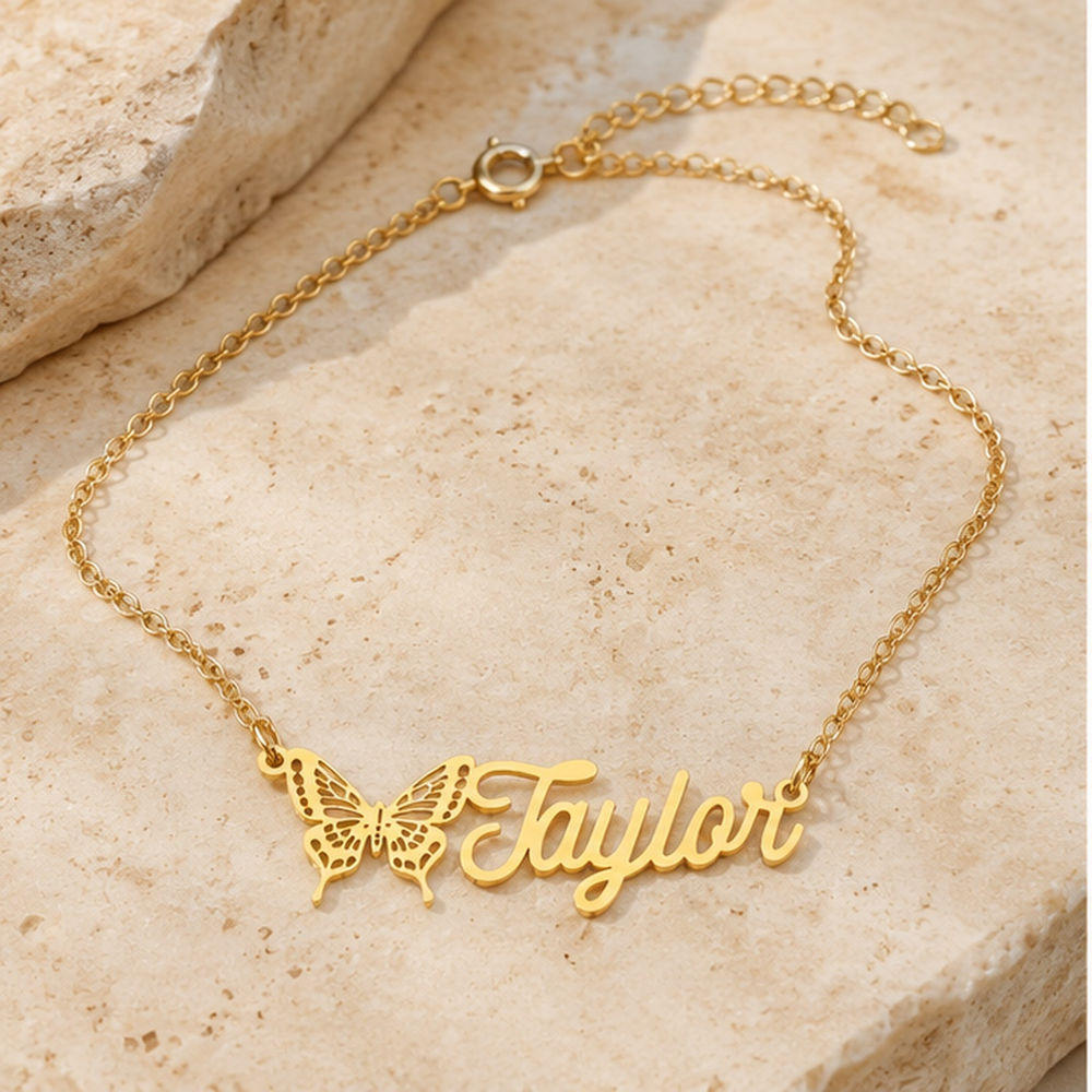 Personalized Butterfly Name Necklace