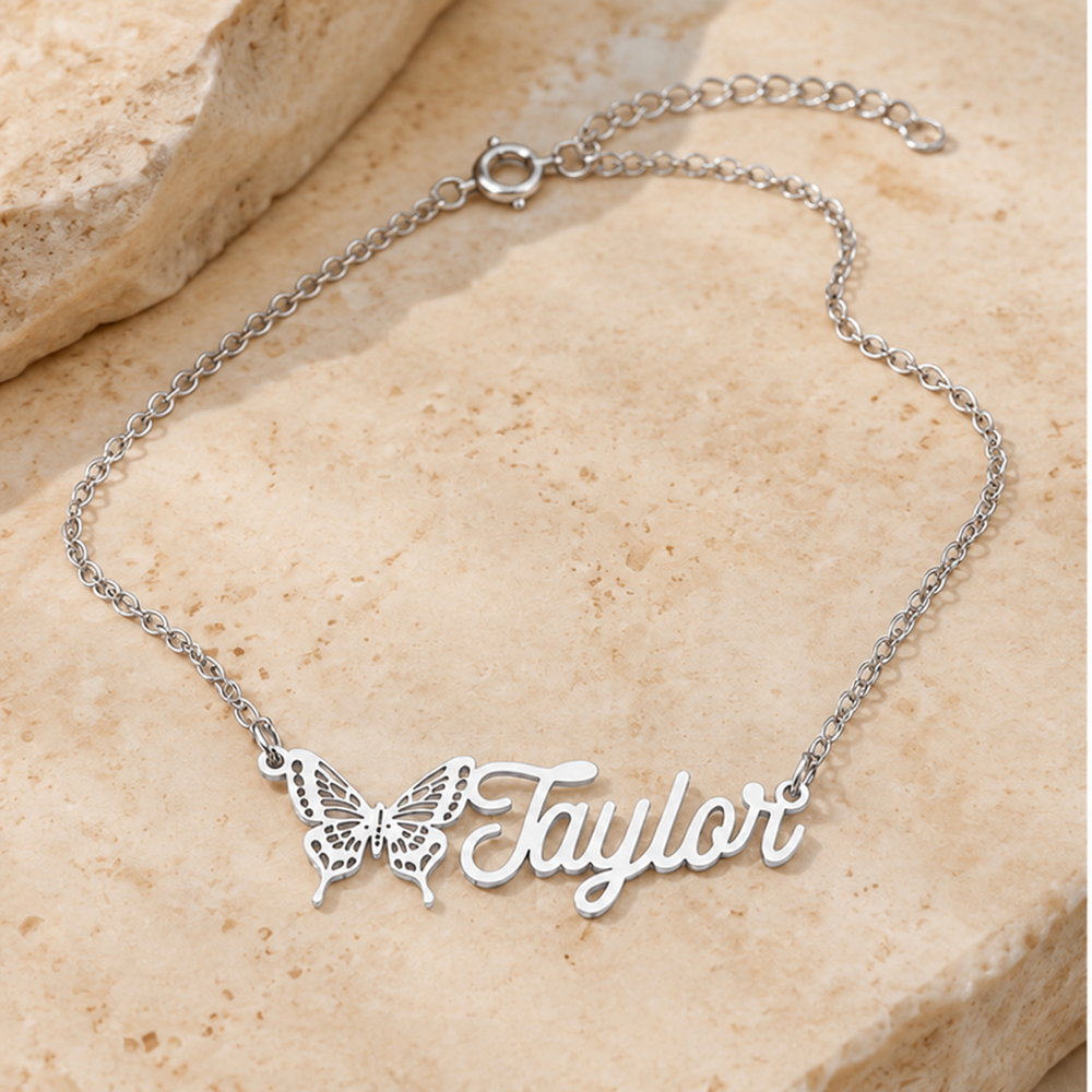 Personalized Butterfly Name Necklace — alternate finish