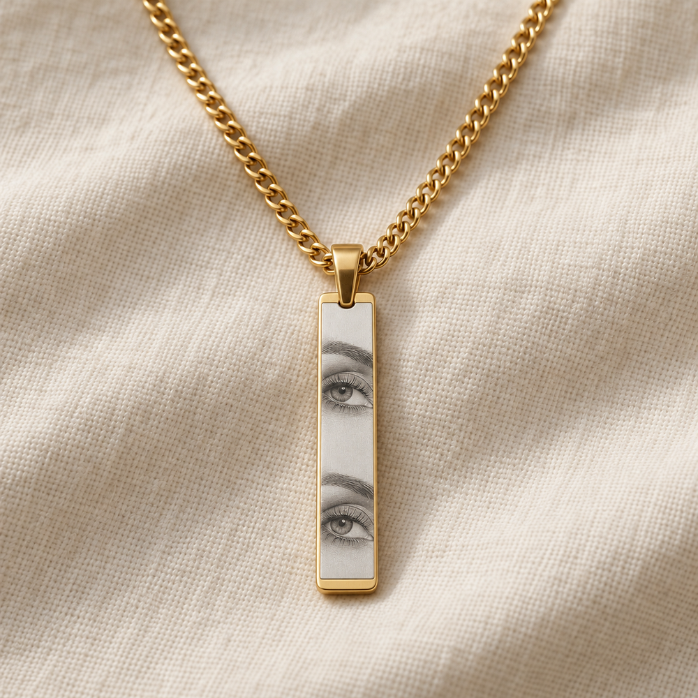 Custom Eye Photo Bar Necklace