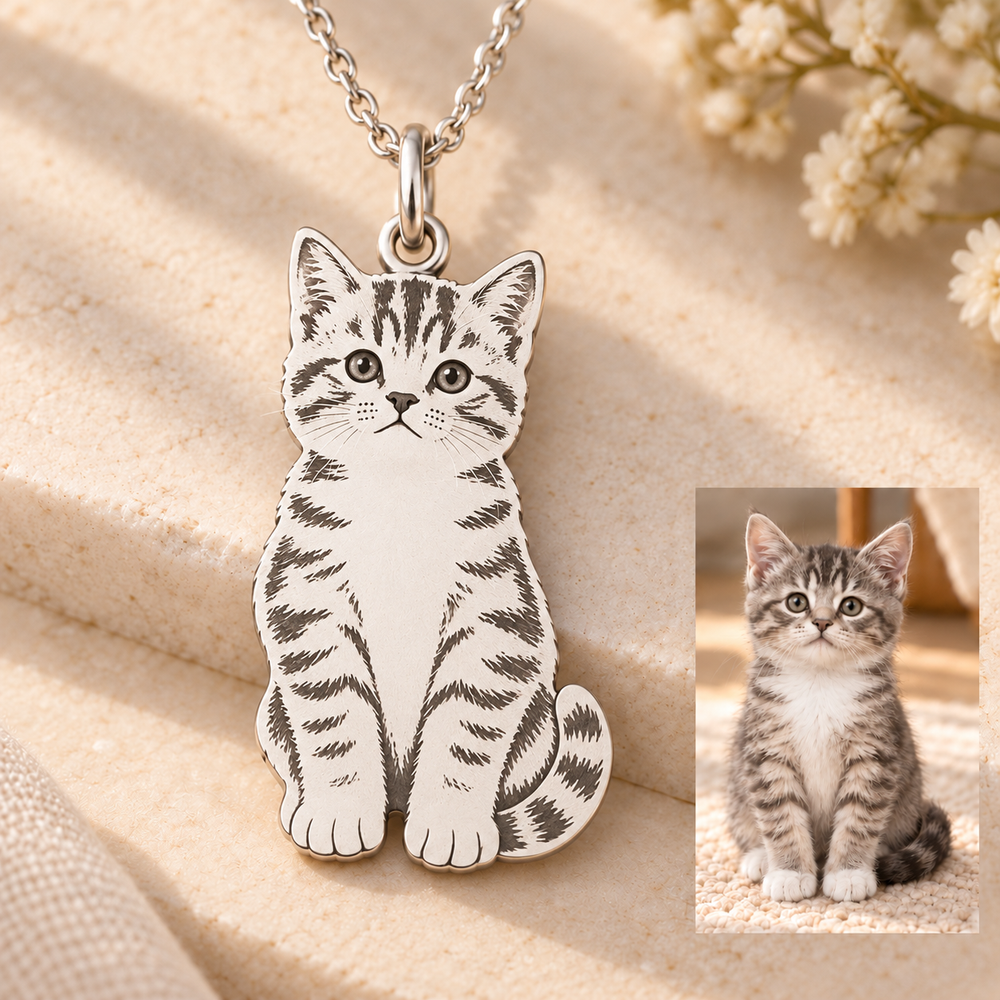 Custom Full Body Pet Silhouette Necklace — alternate finish