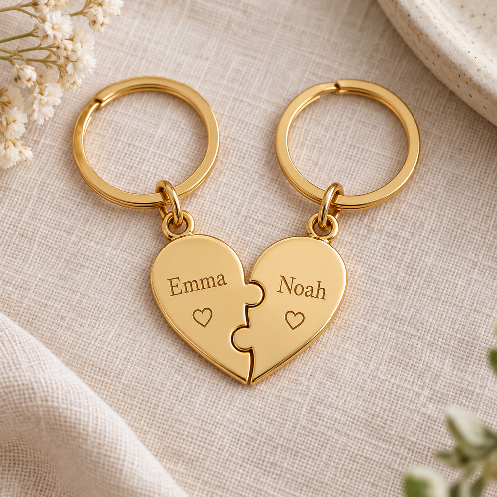 Personalized Heart Pair Keychains