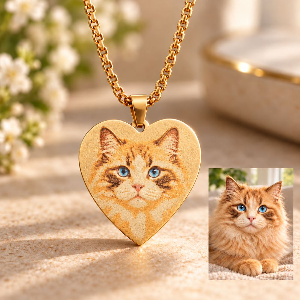 Custom Photo Heart Necklace