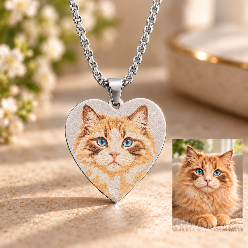 Custom Photo Heart Necklace — alternate finish