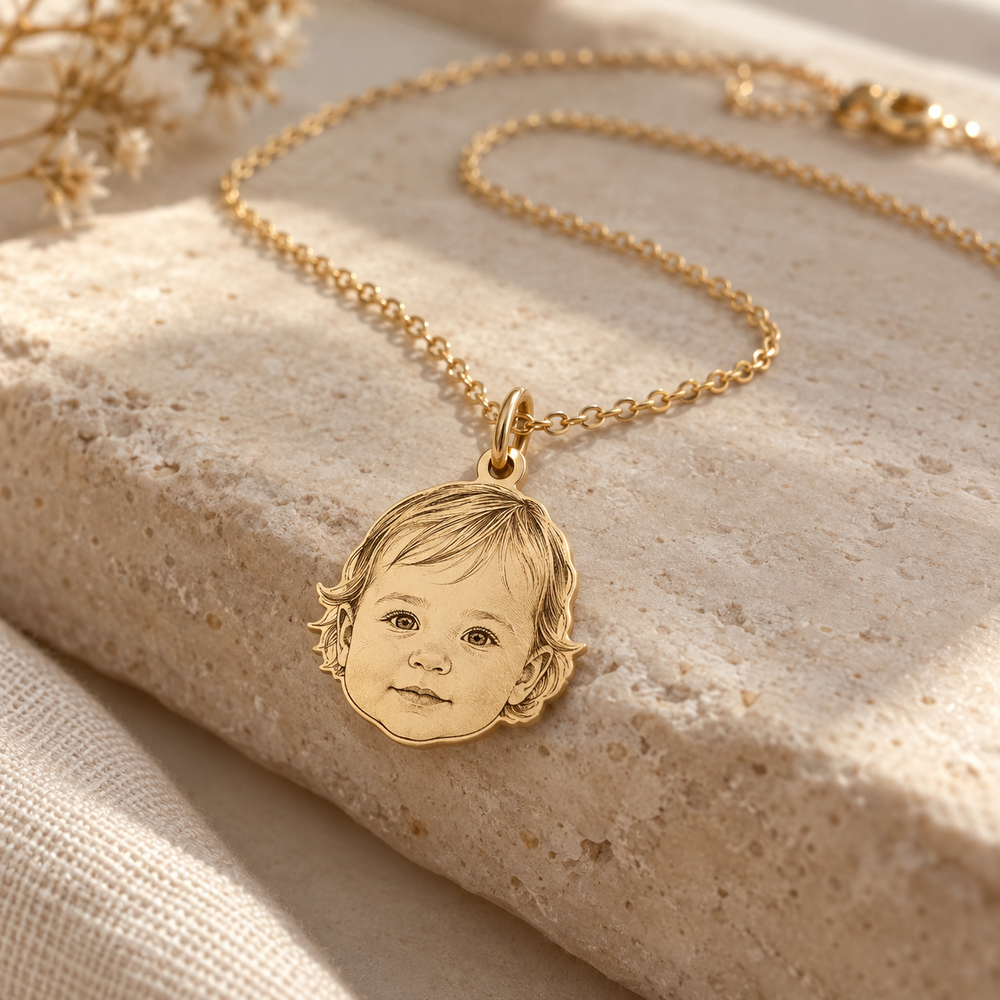 Custom Baby Portrait Silhouette Necklace