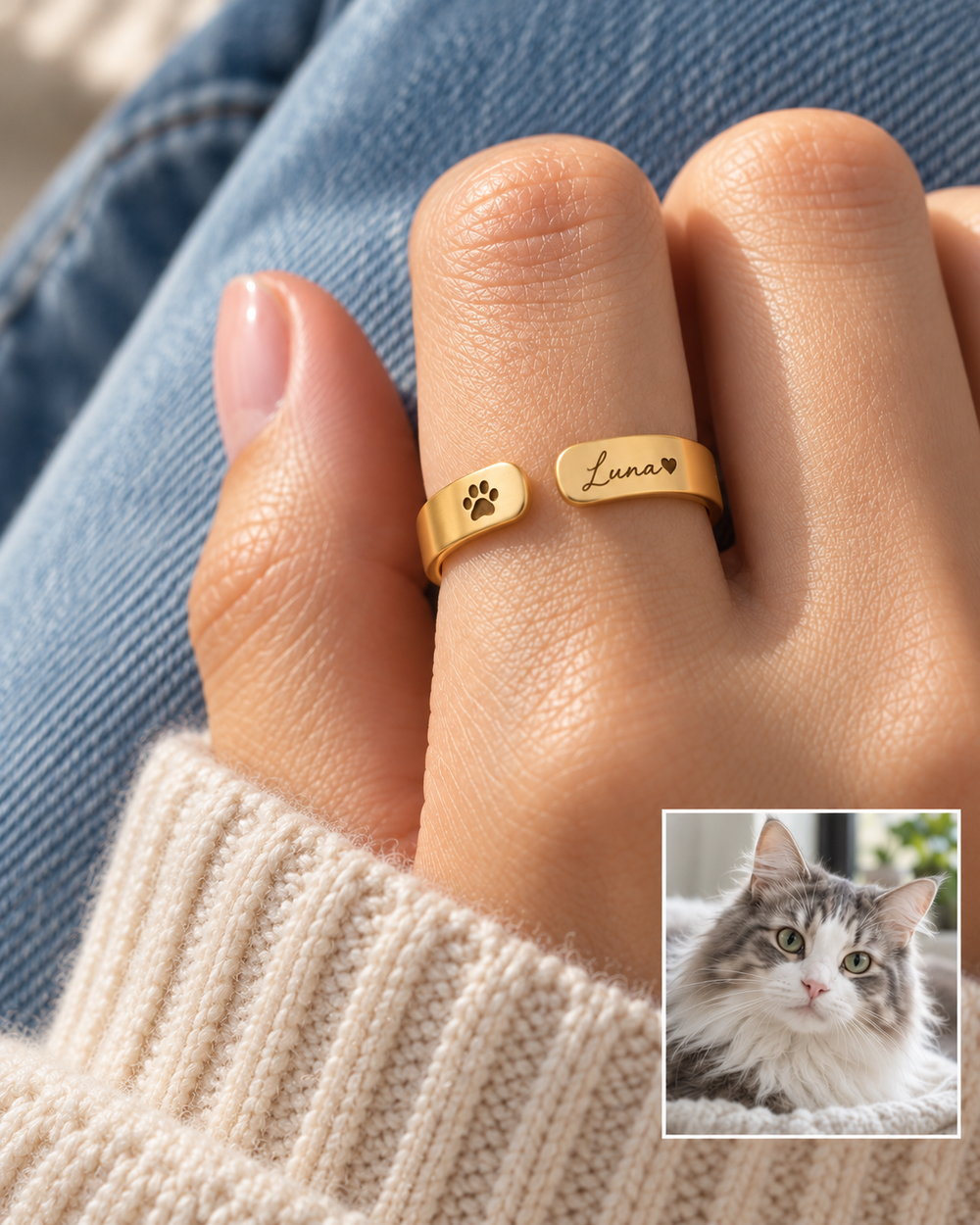 Adjustable Pet Name Band Ring