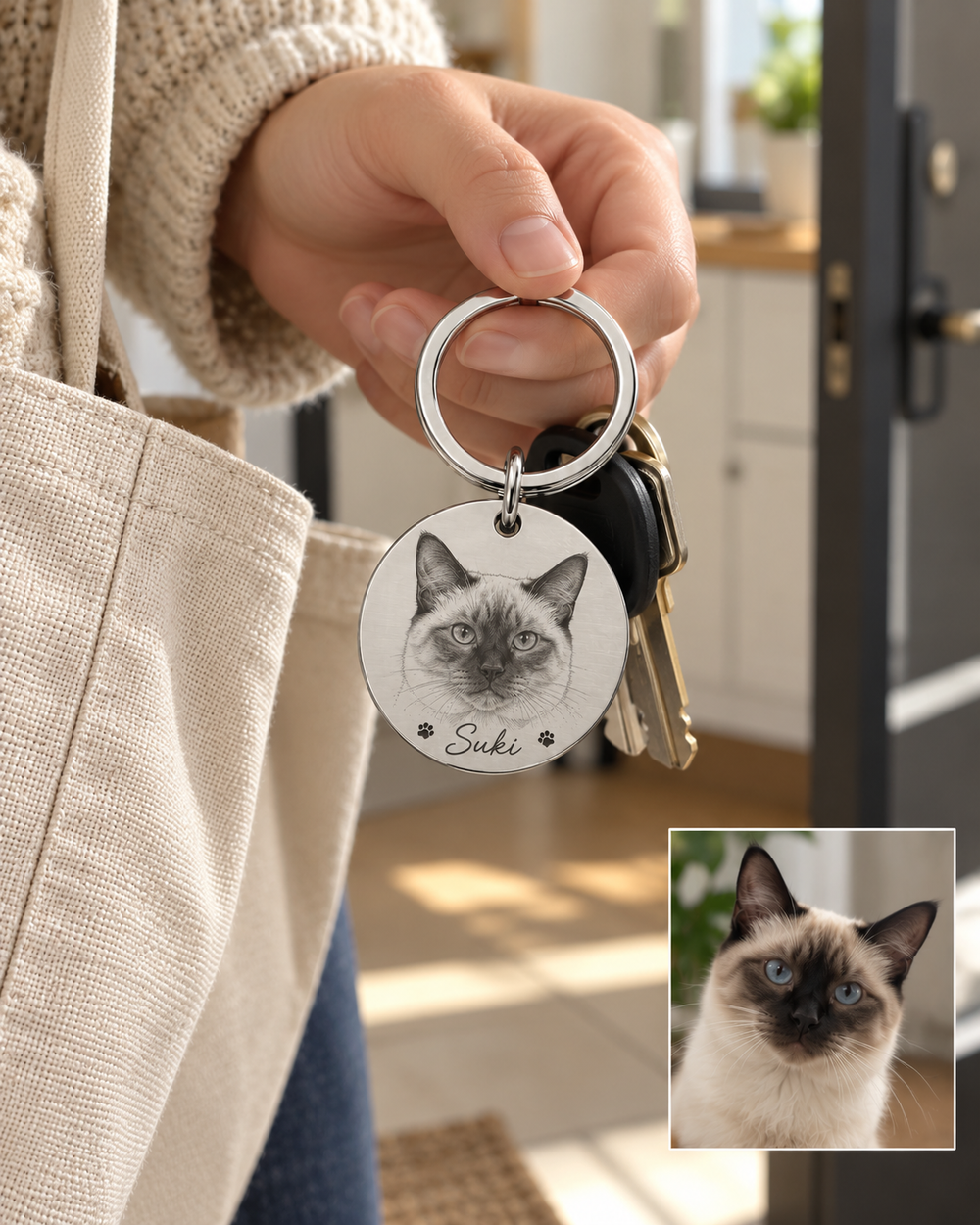 Pet Photo Keepsake Keychain — alternate finish