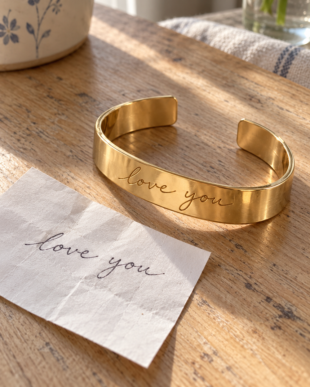Sculpted Handwriting Cuff Bracelet