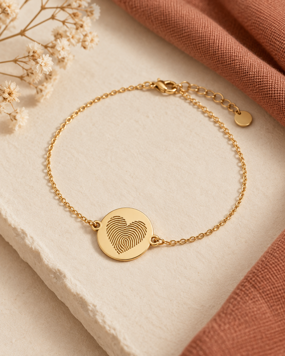 Fingerprint Heart Charm Bracelet