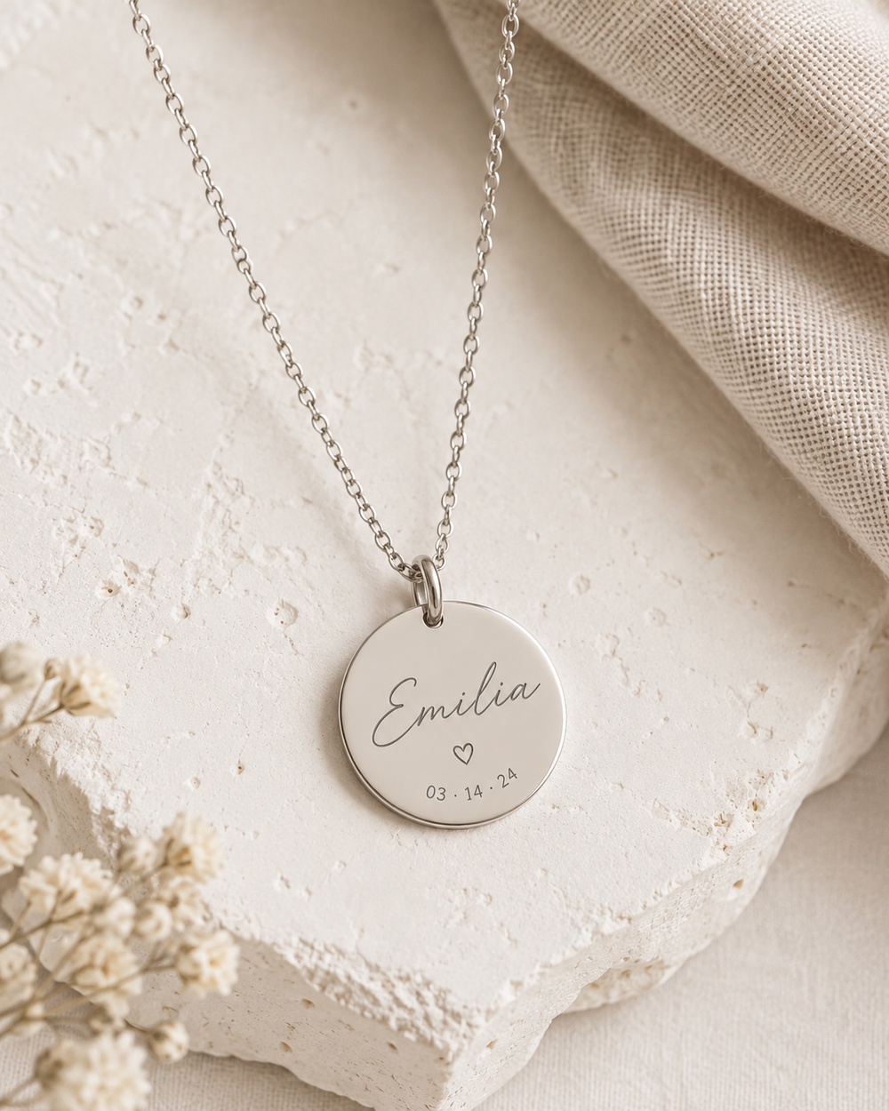 Personalized Name Disc Necklace — alternate finish