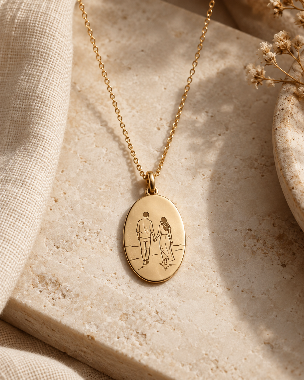 Couple Silhouette Keepsake Necklace