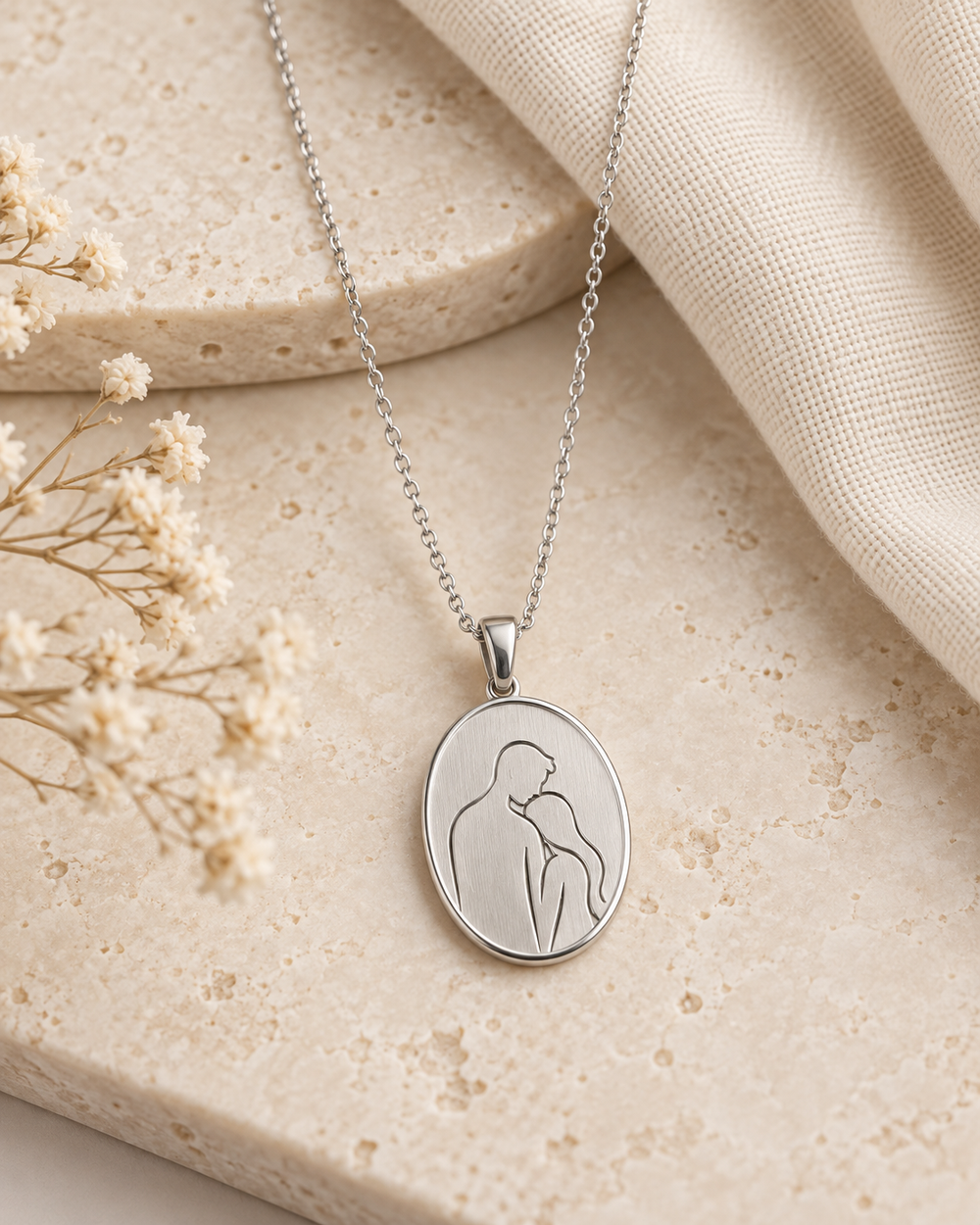 Couple Silhouette Keepsake Necklace — alternate finish